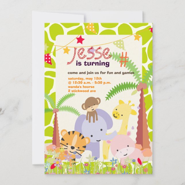 Jungle Theme/Personalised Party/photo Invitation (Front)