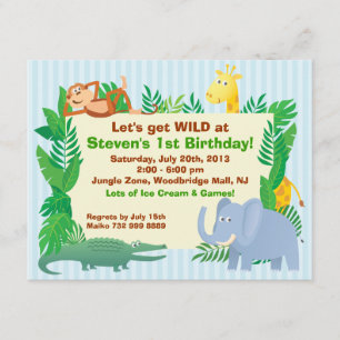 Jungle themed Birthday Invitation Card