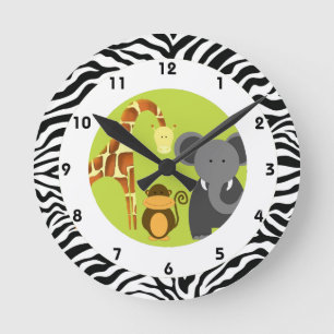 Jungle Themed Kid's Bedroom Round Clock
