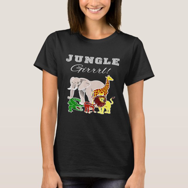 Jungle Themed Zoo Safari Wild Animals T-Shirt (Front)