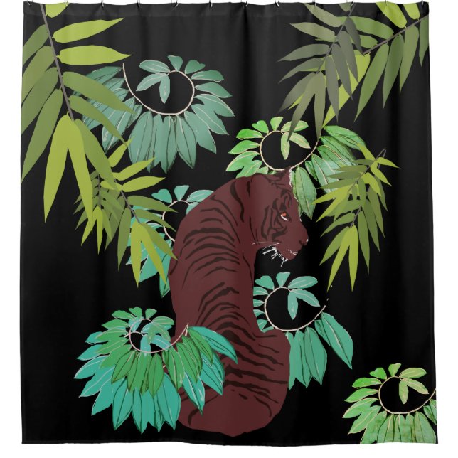 Jungle Tiger Art Shower Curtain (Front)