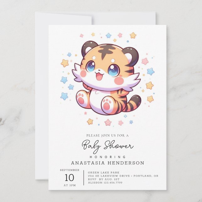 Jungle Tiger Baby Shower Invitation (Front)