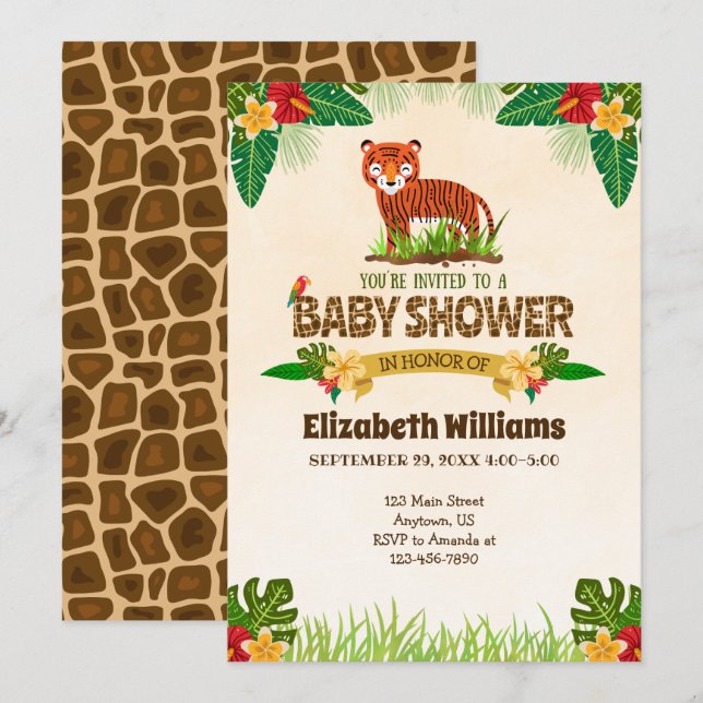 Jungle Tiger Baby Shower Invitation (Front/Back)