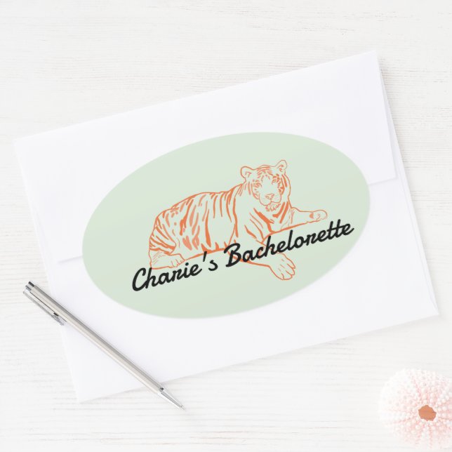 Jungle Tiger Bachelorette  Oval Sticker (Envelope)
