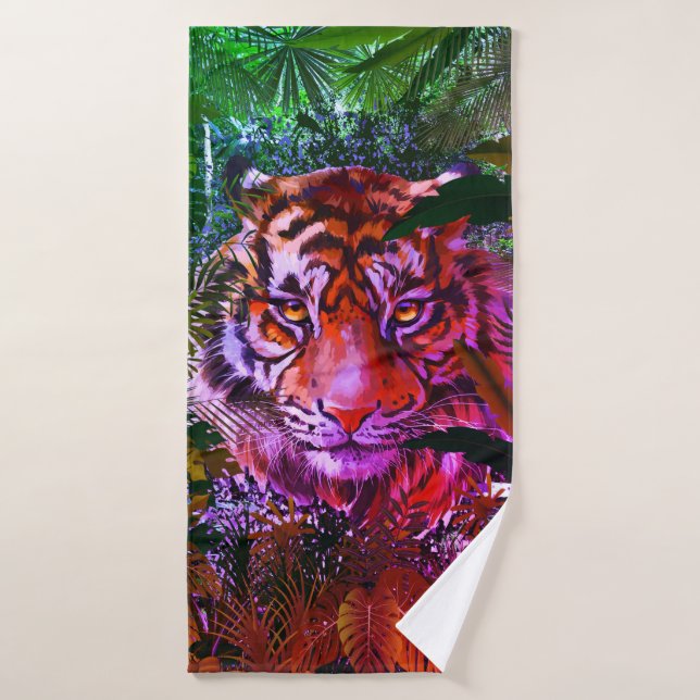 Jungle Tiger Bath Towel Set - Colourful Tiger Art (Bath Towel)