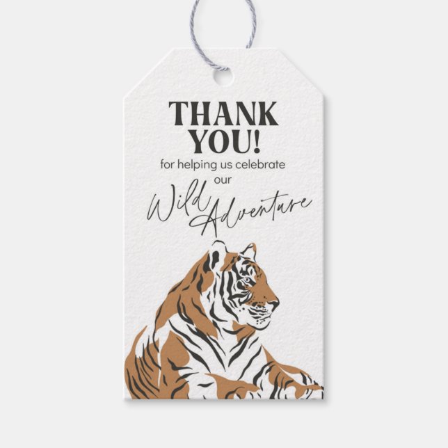 jungle tiger birthday favour gift tag (Front)