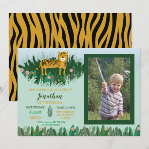 Jungle Tiger Birthday Zoo Safari Wild Photo Invitation