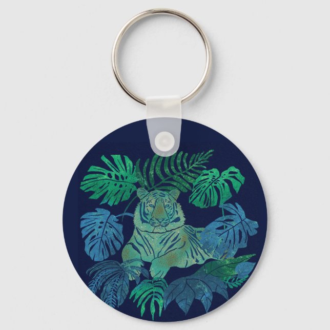 Jungle tiger blue key ring (Front)