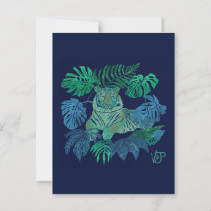 Jungle tiger blue postcard