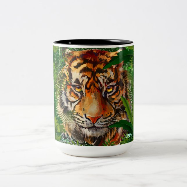 Jungle Tiger Coffee Mug | Colourful Tiger Art Cup (Center)