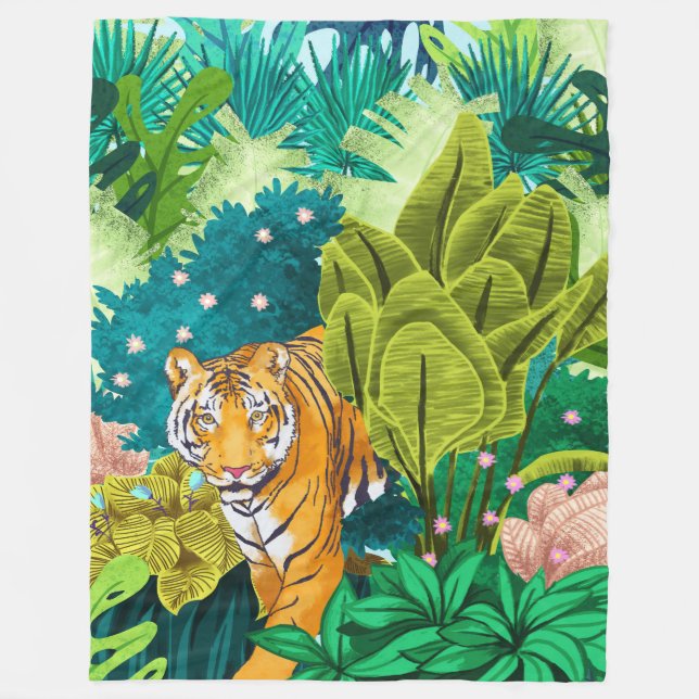 Jungle Tiger Fleece Blanket (Front)