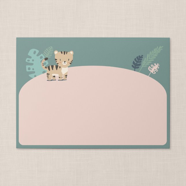 Jungle Tiger Kid's A7 Envelope with Return Address (Tiny Tiger - A7 Invitation Envelope, Front)