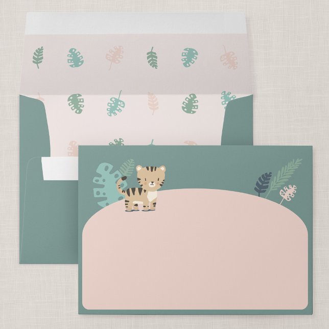 Jungle Tiger Kid's A7 Envelope with Return Address (Tiny Tiger - A7 Invitation Envelope)