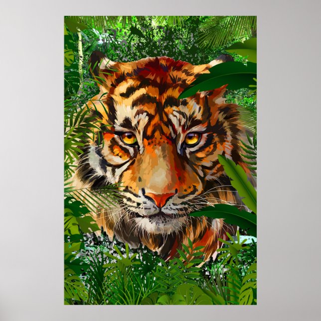 Jungle Tiger Poster | Colorful Tiger Poster (Front)