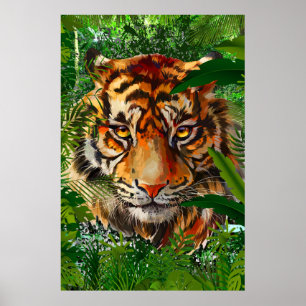 Jungle Tiger Poster   Colourful Tiger Poster