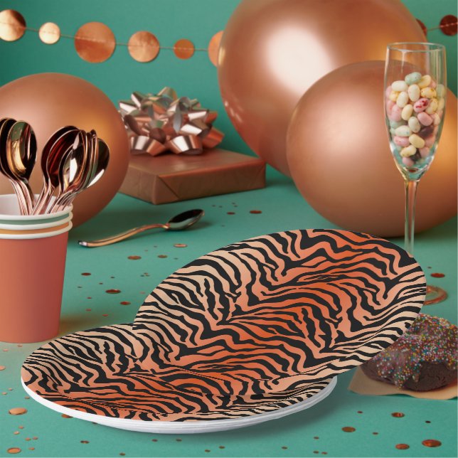 Jungle tiger print paper plate (Multi)