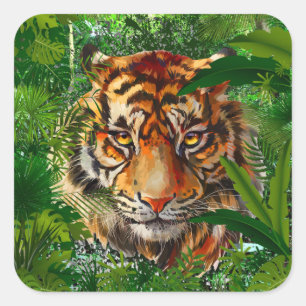 Jungle Tiger Sticker Colourful Tiger Art