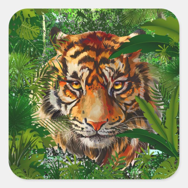 Jungle Tiger Sticker | Colourful Tiger Art (Front)