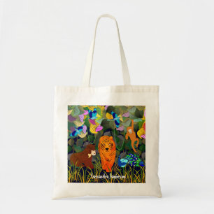 Jungle Tiger Sun Bear Peacock Monkey Indian Roller Tote Bag