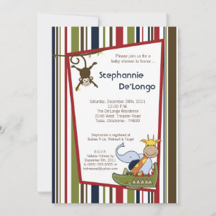 Jungle Time Zoo Animals Lio Baby Shower Invitation