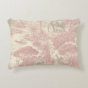 Jungle Toile Pattern Tropical Planner Decorative Cushion