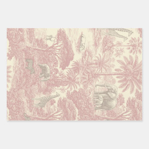 Jungle Toile Pattern Tropical Planner Wrapping Paper Sheet