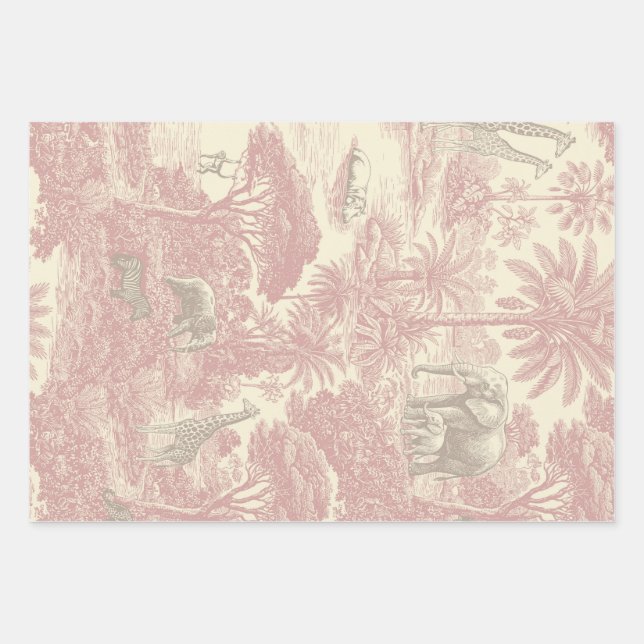 Jungle Toile Pattern Tropical Planner Wrapping Paper Sheet (Front)