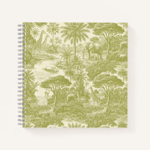 Jungle Toile Pattern Tropical Scenic Botanical Des Notebook