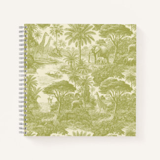 Jungle Toile Pattern Tropical Scenic Botanical Des Notebook