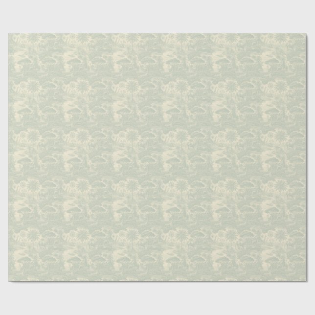 Jungle Toile Pattern Tropical Scenic Design Wrapping Paper (Flat)