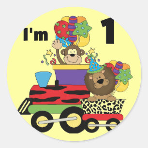 Jungle Train 1st Birthday T-shirts and Gifts Classic Round Sticker