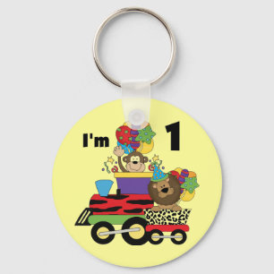 Jungle Train 1st Birthday T-shirts and Gifts Key Ring
