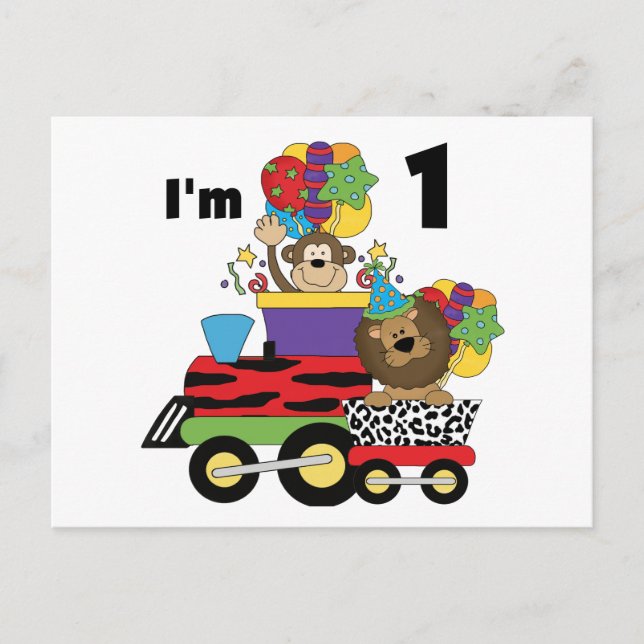 Jungle Train 1st Birthday T-shirts and Gifts Postcard (Front)