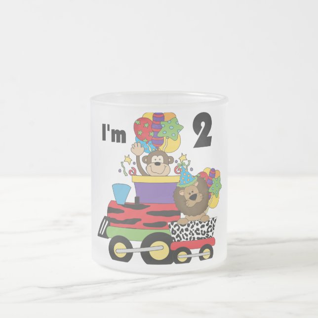 Jungle Train 2nd Birthday T-shirts and Gifts Frosted Glass Coffee Mug (Center)