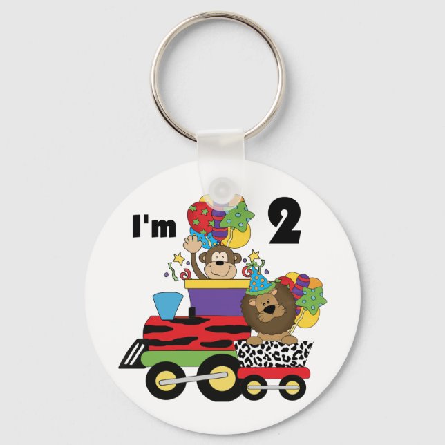 Jungle Train 2nd Birthday T-shirts and Gifts Key Ring (Front)