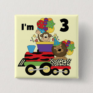 Jungle Train 3rd Birthday Tshirts and Gifts 15 Cm Square Badge