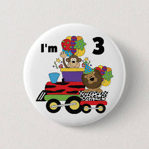 Jungle Train 3rd Birthday Tshirts and Gifts 6 Cm Round Badge