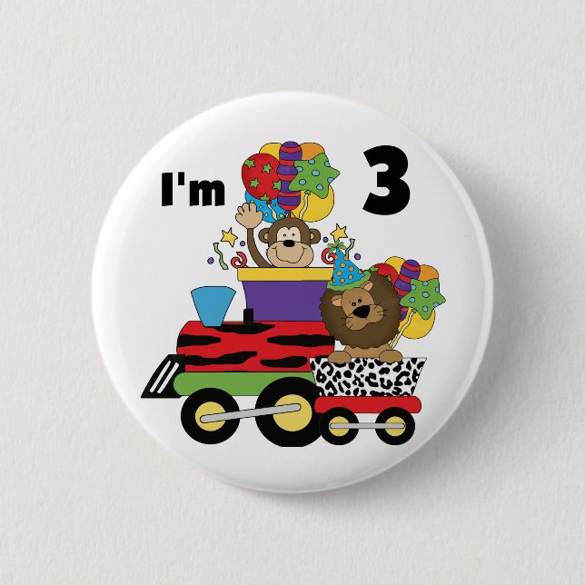 Jungle Train 3rd Birthday Tshirts and Gifts 6 Cm Round Badge (Front)