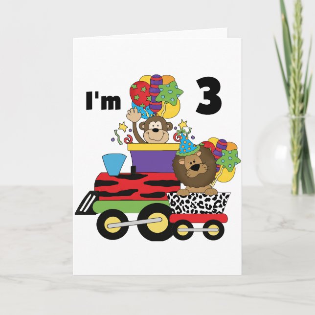 Jungle Train 3rd Birthday Tshirts and Gifts Card (Front)