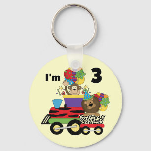 Jungle Train 3rd Birthday Tshirts and Gifts Key Ring