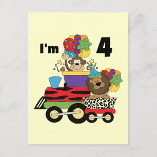 Jungle Train 4th Birthday  Tshirts and Gifts Postcard