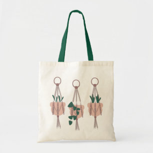 Jungle Tropical Plants Macrame Hanger Illustration Tote Bag