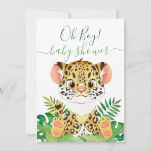 Jungle Watercolor Baby Shower leopard Invitation