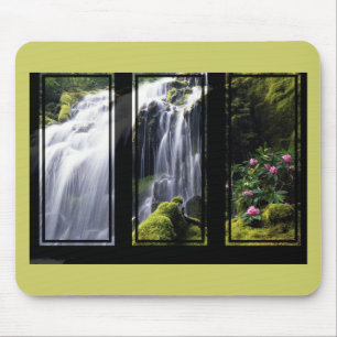 Jungle Waterfall Triptych Digital Art Mouse Mat