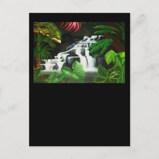 Jungle Waterfall Wilderness Acrylic Painting Postcard