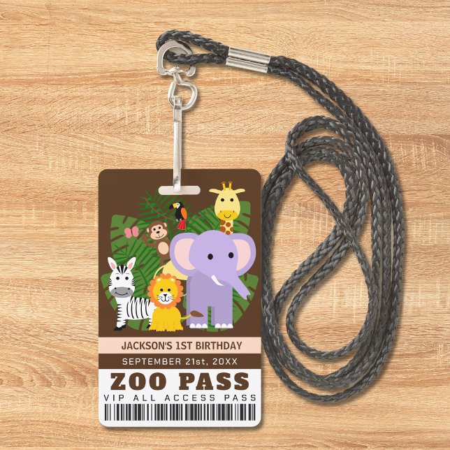 Jungle Wild Animal Zoo VIP Pass Kids Birthday ID Badge (Creator Uploaded)