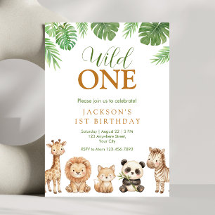 Jungle Wild One Birthday Invitation