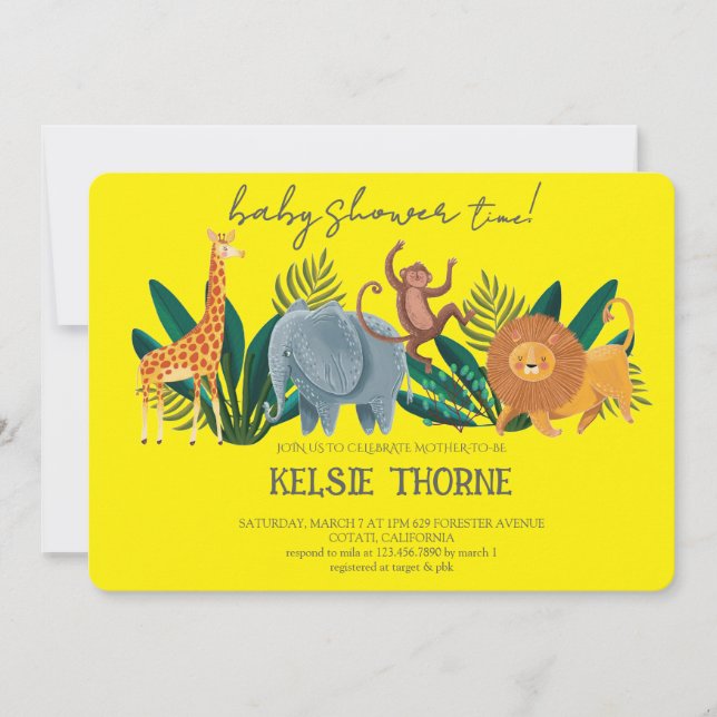 Jungle Wildlife Baby Shower Invitation (Front)