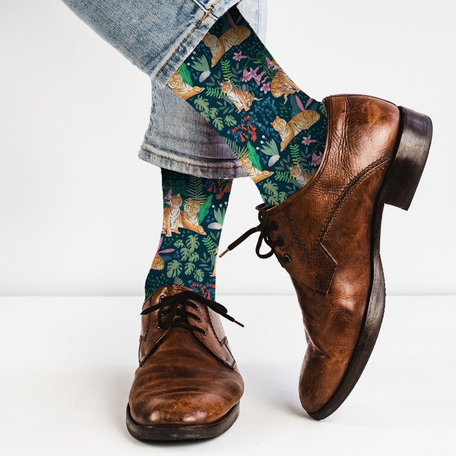 Jungle Wildlife Nature Wild Cats Tigers  Socks (Creator Uploaded)