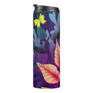 Jungle with yellow butterflies  thermal tumbler